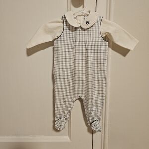 Ralph Lauen Checkered Baby Romper with Collar